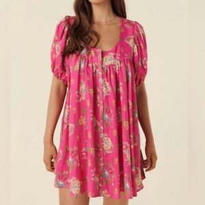 Spell Solstice Linen Tunic Dress Rose Pink Size Small